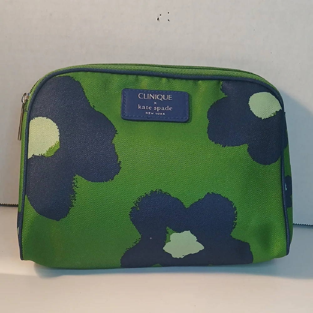 Clinique Kate Spade Green /Blue Make-Up Bag